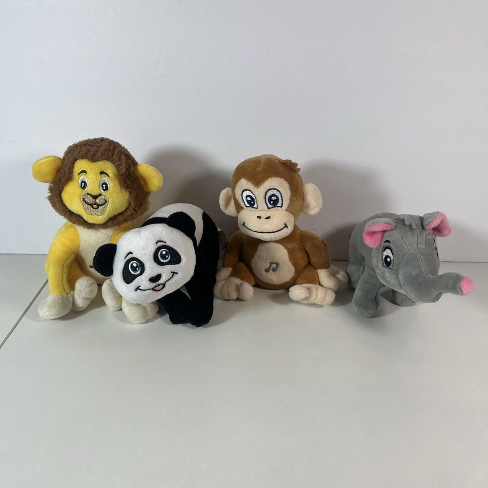 Baby Einstein Musical Plush Lot 4 Lion Panda Monkey Elephant